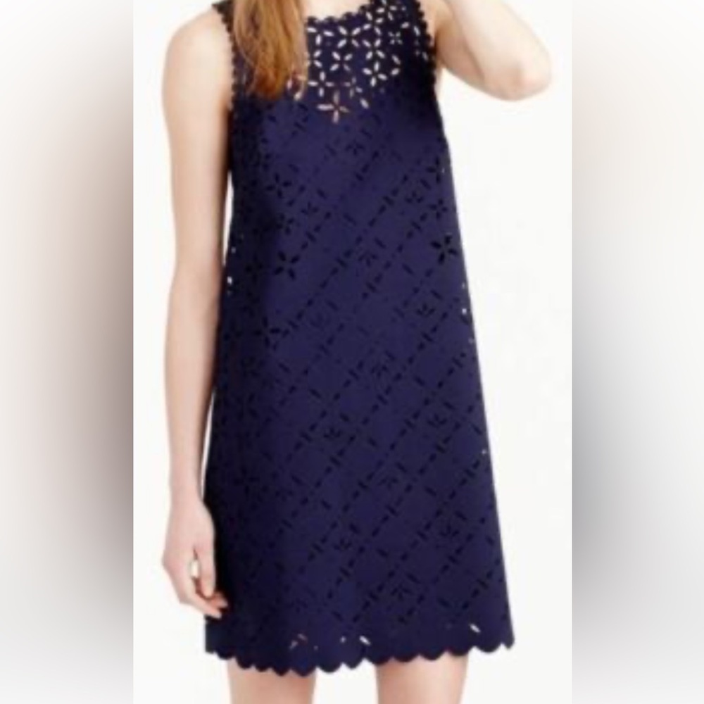 J. Crew Navy Blue Dress with Floral Detail Cutouts